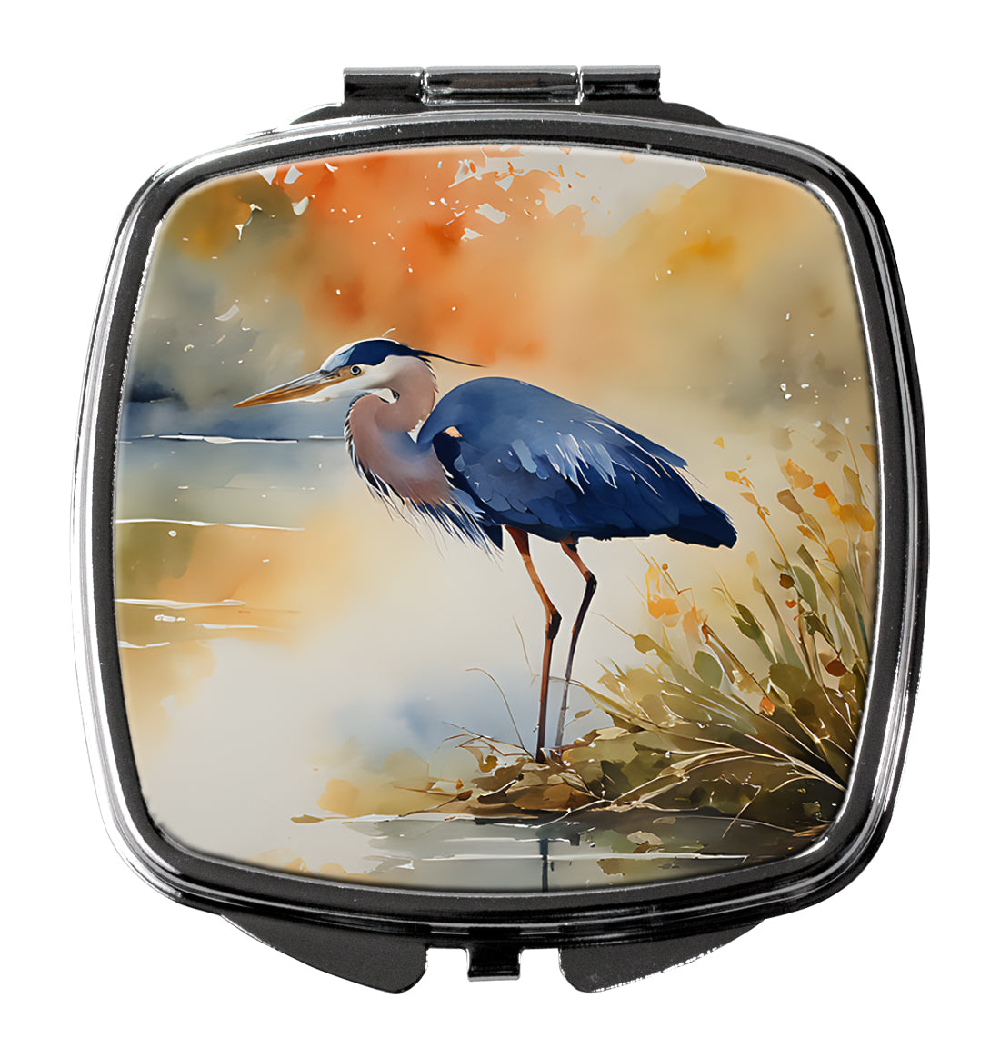 Blue Heron Compact Mirror Decorative Travel Makeup Mirror for Women Girls Gifts Pocket Makeup Mirror Folding Handheld