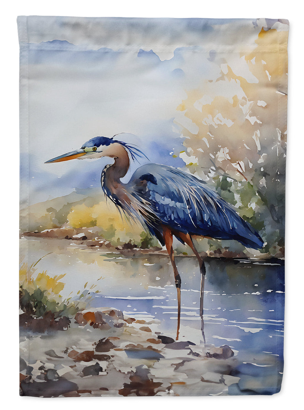 Blue Heron House Flag 28x40 Porch Sleeve Pole Decorative Outside Yard Banner Artwork Wall Hanging, Polyester