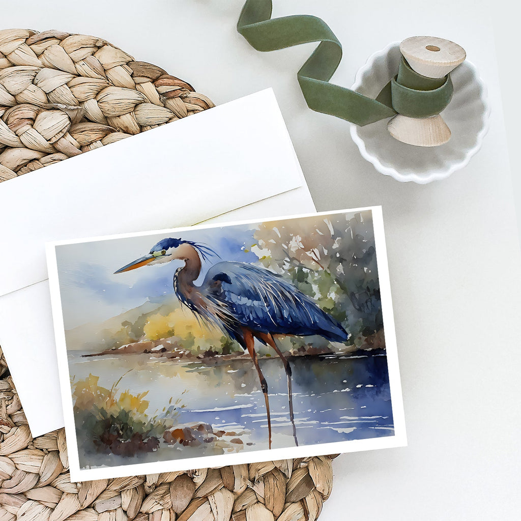 Blue Heron Greeting Cards Pack of 8 Blank Cards with Envelopes Whimsical A7 Size 5x7