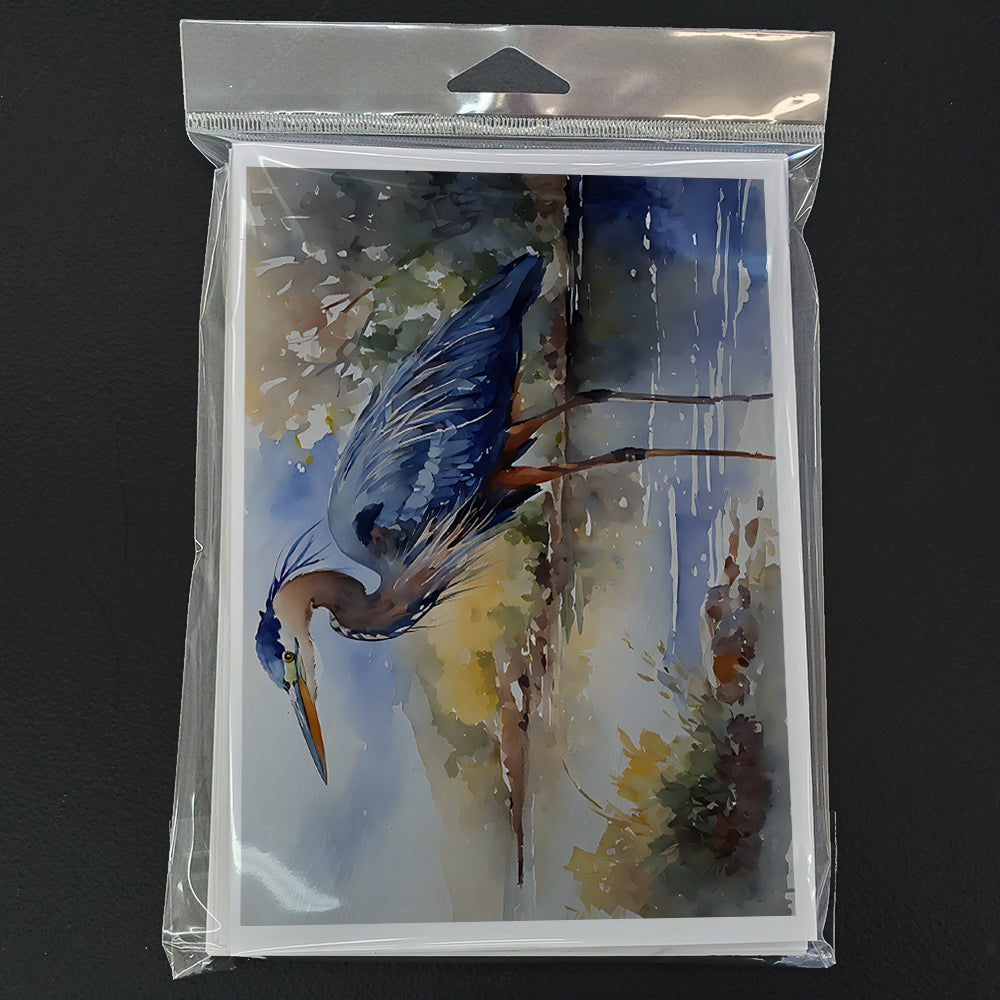 Blue Heron Greeting Cards Pack of 8 Blank Cards with Envelopes Whimsical A7 Size 5x7