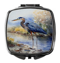 Blue Heron Compact Mirror Decorative Travel Makeup Mirror for Women Girls Gifts Pocket Makeup Mirror Folding Handheld