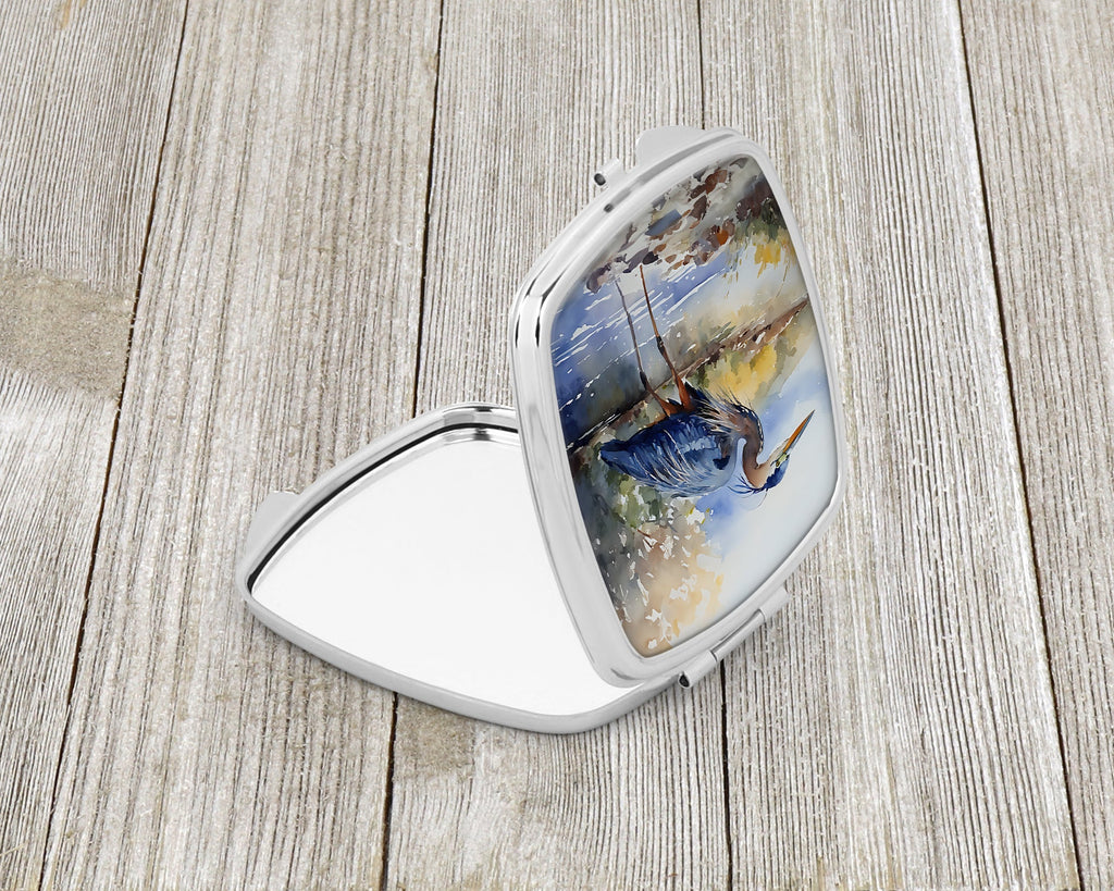 Blue Heron Compact Mirror Decorative Travel Makeup Mirror for Women Girls Gifts Pocket Makeup Mirror Folding Handheld