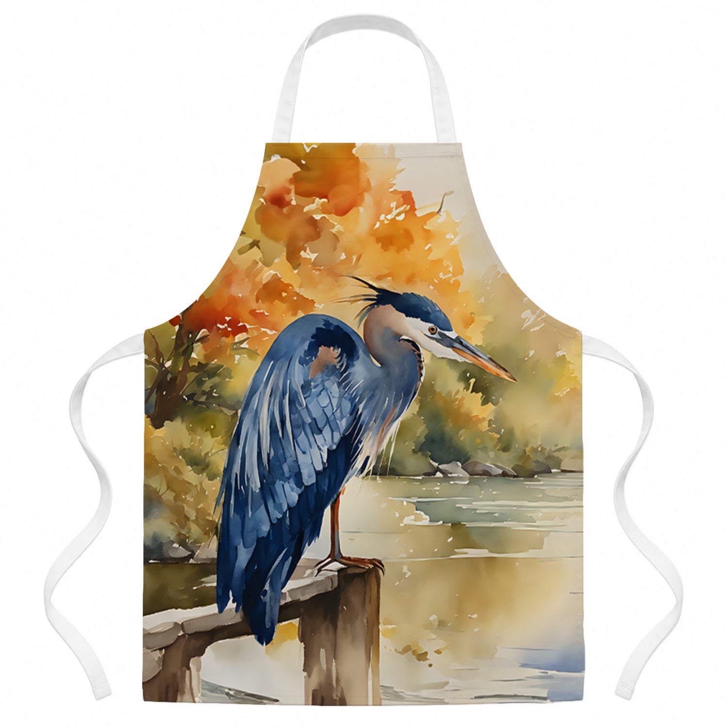 Blue Heron Apron Cooking Kitchen Server Baking Crafts Gardening for Adult Women Men, Unisex, Large, Multicolor