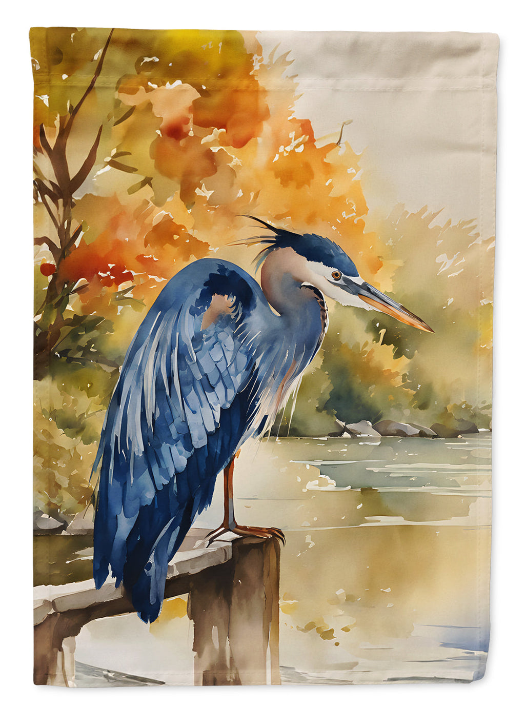 Blue Heron House Flag 28x40 Porch Sleeve Pole Decorative Outside Yard Banner Artwork Wall Hanging, Polyester