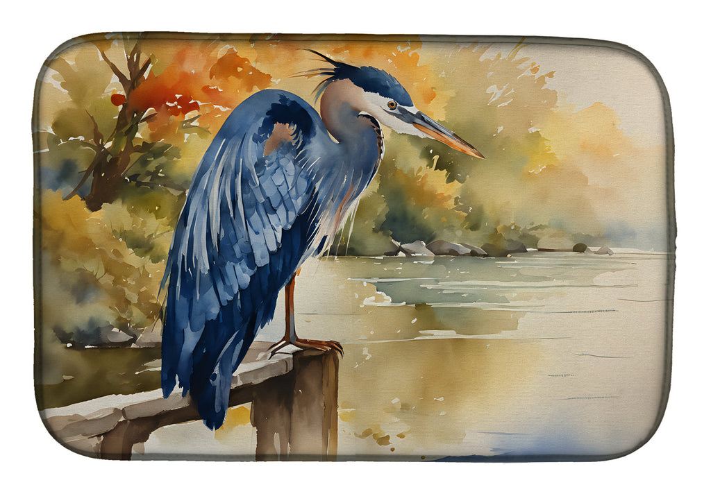 Blue Heron Dish Drying Mat Absorbent Dish Drying Mat Pad for Kitchen Counter Dish Drainer Mat for Countertop, 14 x 21", Multicolor