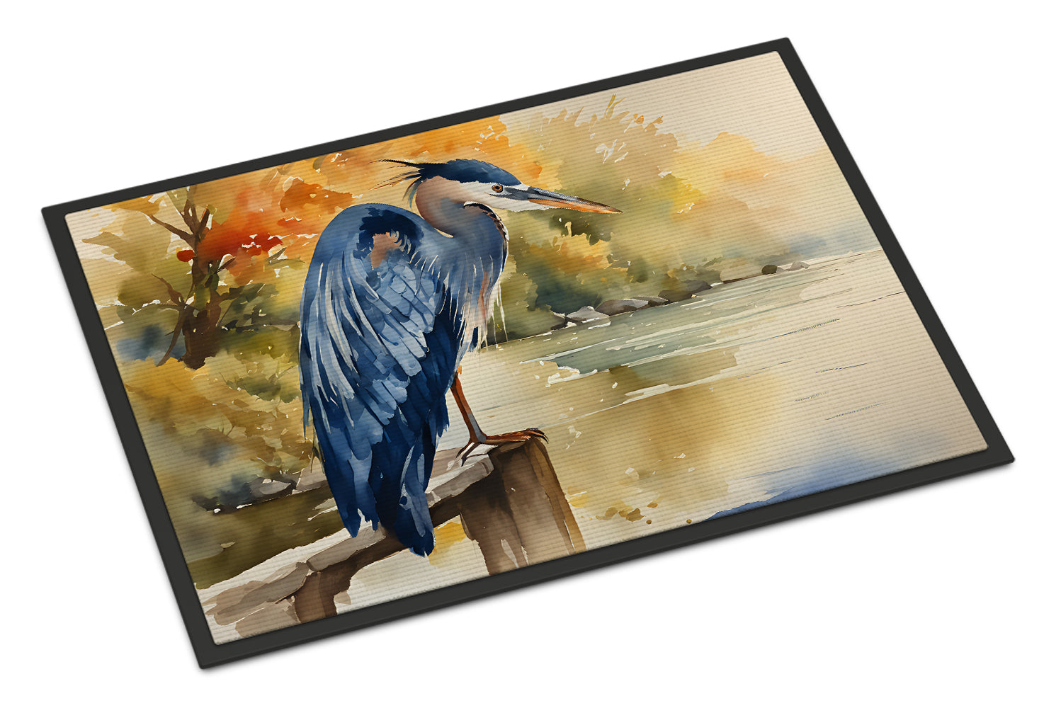 Blue Heron Doormat Indoor Outdoor 24H X 36W Front Door Mat Rugs for Entryway, Non Slip Washable Low Pile,