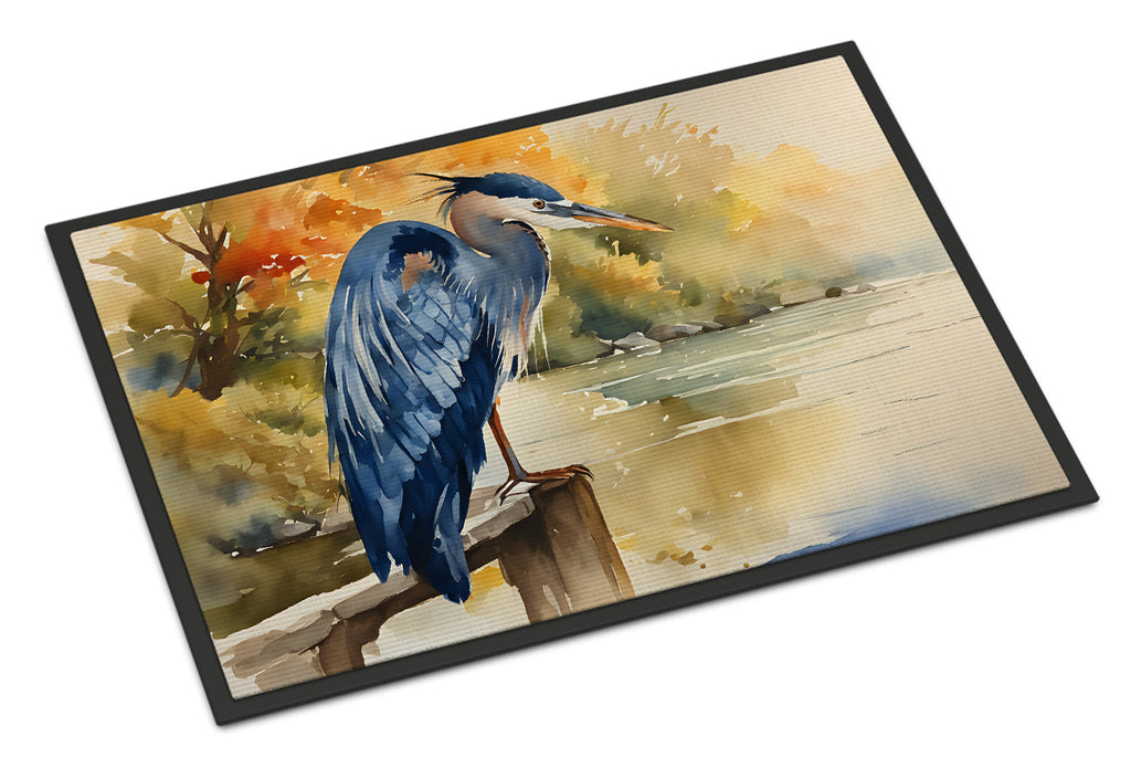 Blue Heron Doormat Indoor Outdoor 18H X 27W Front Door Mat Rugs for Entryway, Non Slip Washable