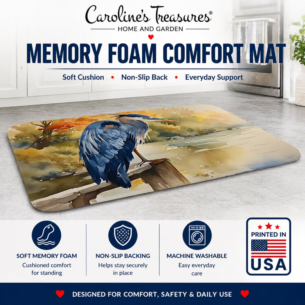 Blue Heron Memory Foam Kitchen Mat Machine Washable Anti-Fatigue Cushion Comfort Bath or Kitchen Rug