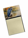 Blue Heron Watercolor Sticky Note Holder Refillable Dispenser Desk Accessory 3x3 Pad Gift