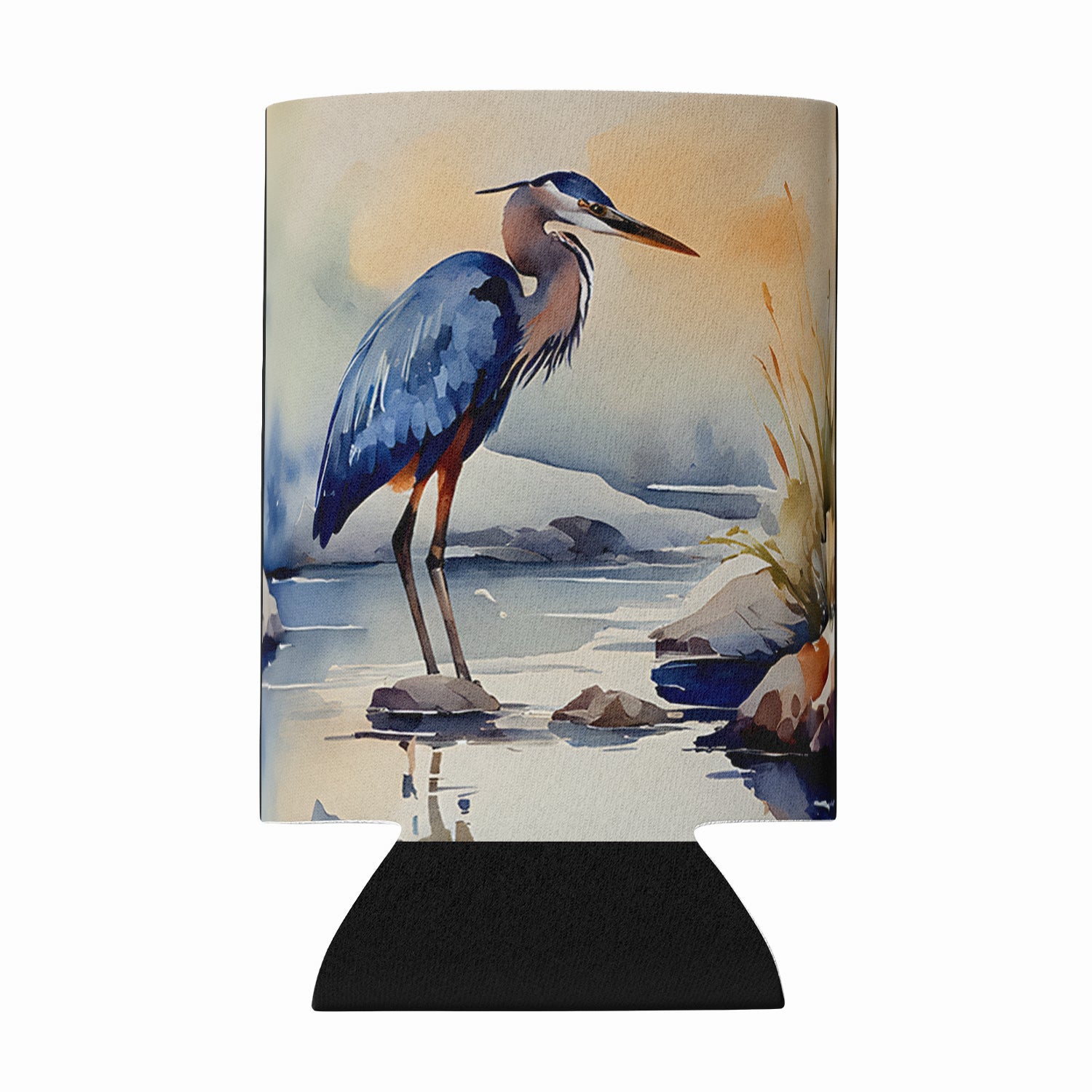 Blue Heron Can or Bottle Hugger Cooler Sleeve for Standard 12 oz Cans, Insulated Foam Beer & Soda Can Hugger Reusable