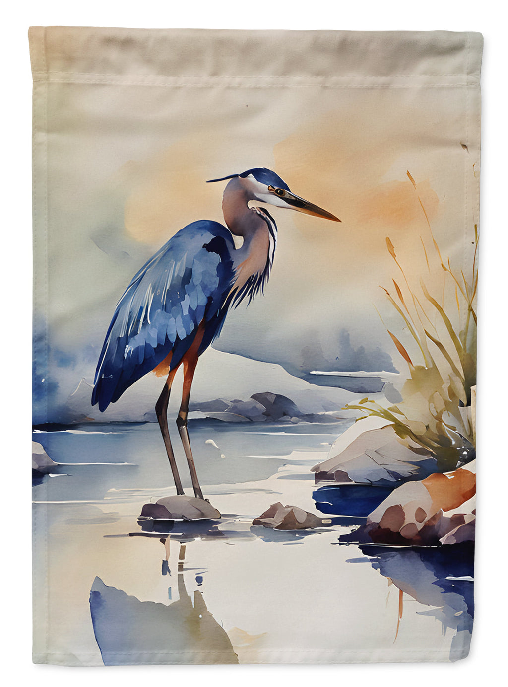 Blue Heron House Flag 28x40 Porch Sleeve Pole Decorative Outside Yard Banner Artwork Wall Hanging, Polyester