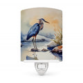 Blue Heron Ceramic Night Light Compact, UL-Certified, Ideal for Bedroom, Bathroom, Nursery, Hallway, Kitchen, 6x4x3, Multicolor