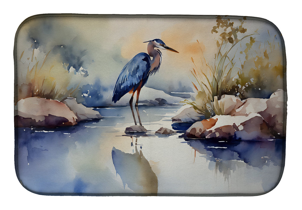 Blue Heron Dish Drying Mat Absorbent Dish Drying Mat Pad for Kitchen Counter Dish Drainer Mat for Countertop, 14 x 21", Multicolor