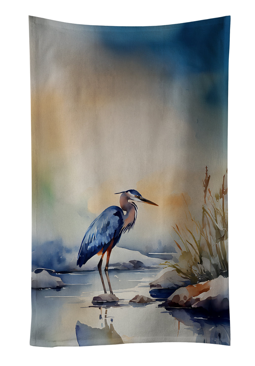 Blue Heron Kitchen Towel Velour Plush Front and Cotton Loop Back Machine Washable