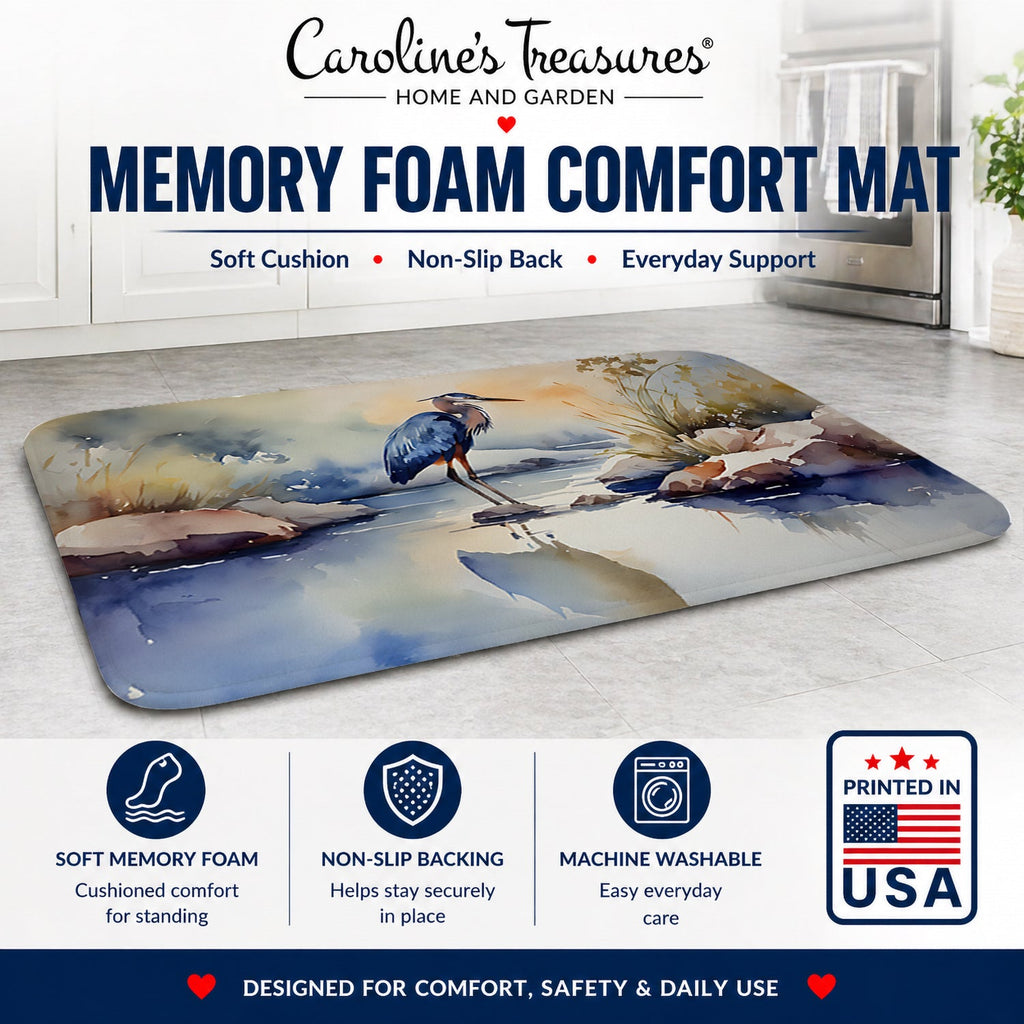 Blue Heron Memory Foam Kitchen Mat Machine Washable Anti-Fatigue Cushion Comfort Bath or Kitchen Rug