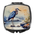 Blue Heron Compact Mirror Decorative Travel Makeup Mirror for Women Girls Gifts Pocket Makeup Mirror Folding Handheld