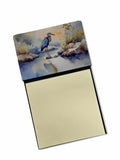Blue Heron Watercolor Sticky Note Holder Refillable Dispenser Desk Accessory 3x3 Pad Gift