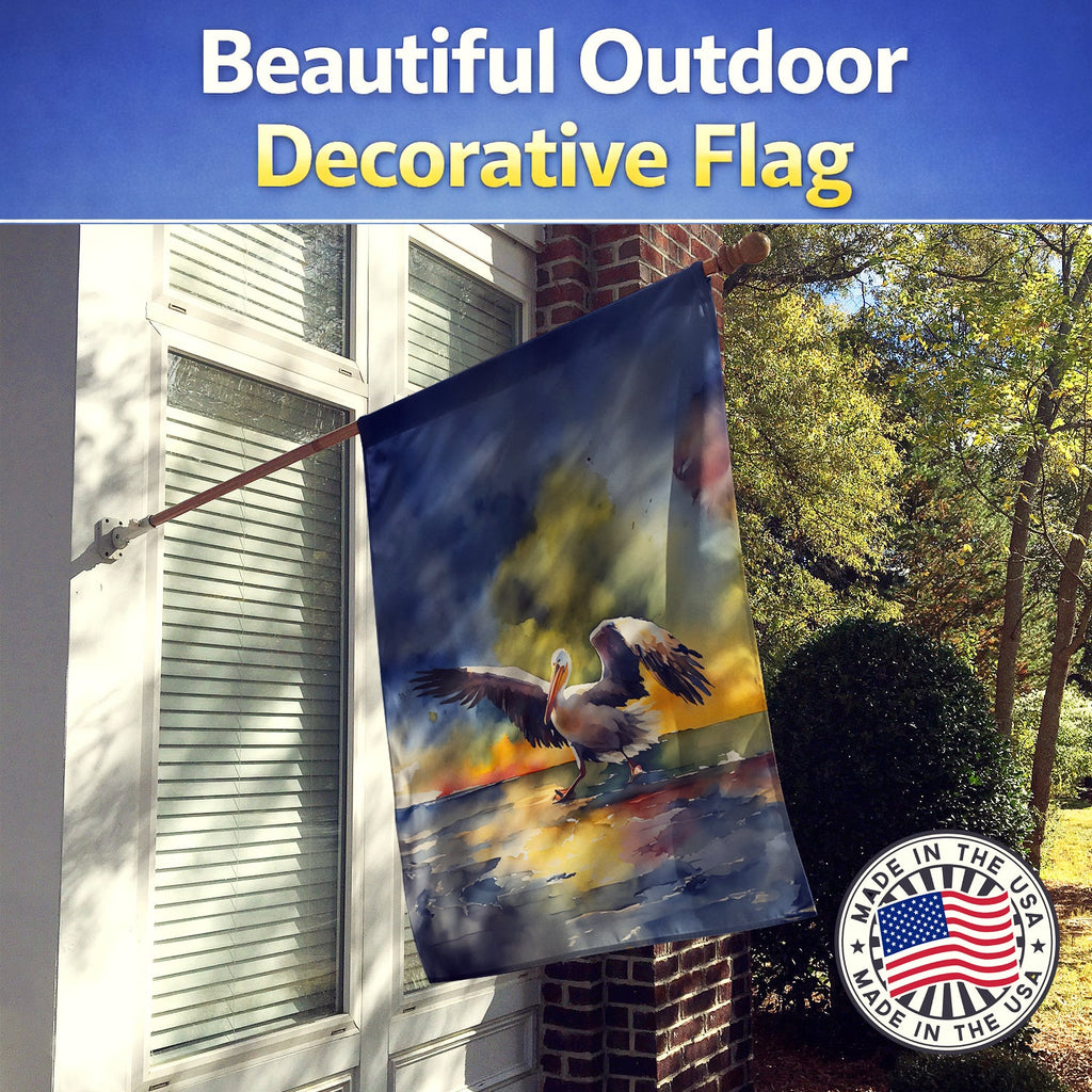 Pelican House Flag 28x40 Porch Sleeve Pole Decorative Outside Yard Banner Artwork Wall Hanging, Polyester