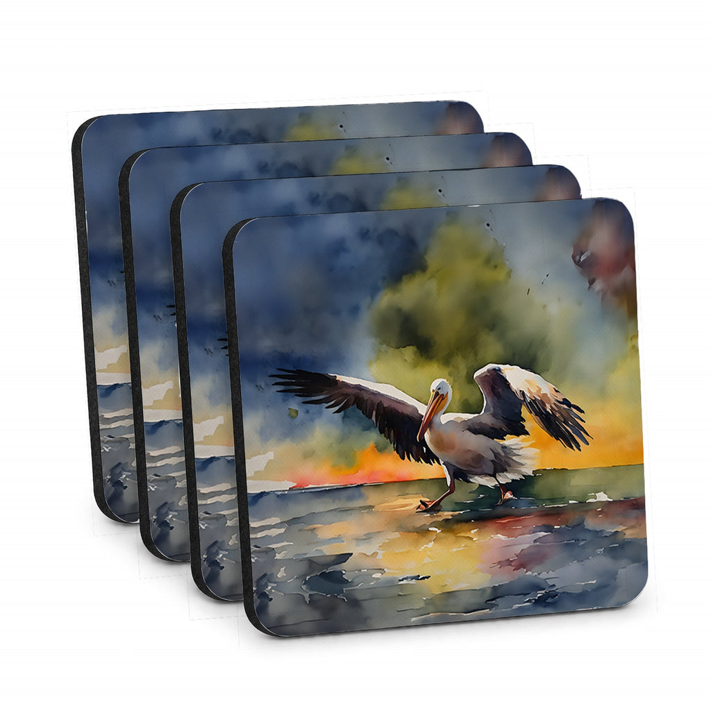 Pelican Foam Coasters Set of 4 Cup Coasters for Indoor Outdoor, Tabletop Protection, Anti Slip, Mouse pad Material