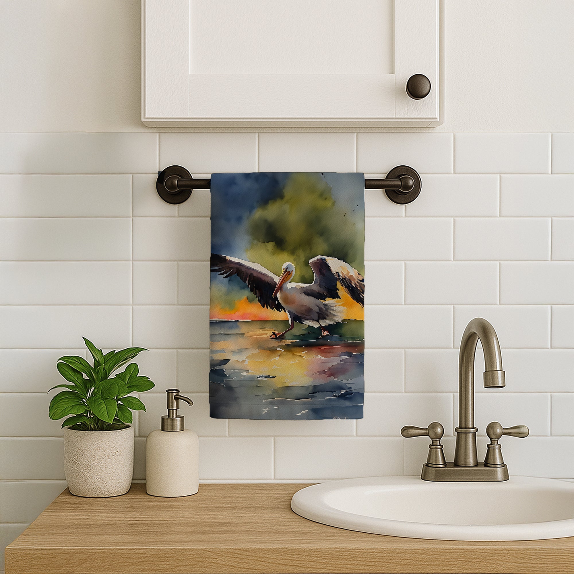 Pelican Kitchen Towel Velour Plush Front and Cotton Loop Back Machine Washable