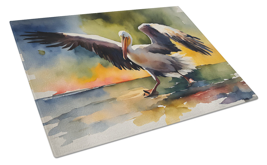 Pelican Cutting Board Tempered Glass Kitchen Cutting Surface, Heat Resistant Chopping, Non-Slip Feet, Food Prep & Serving