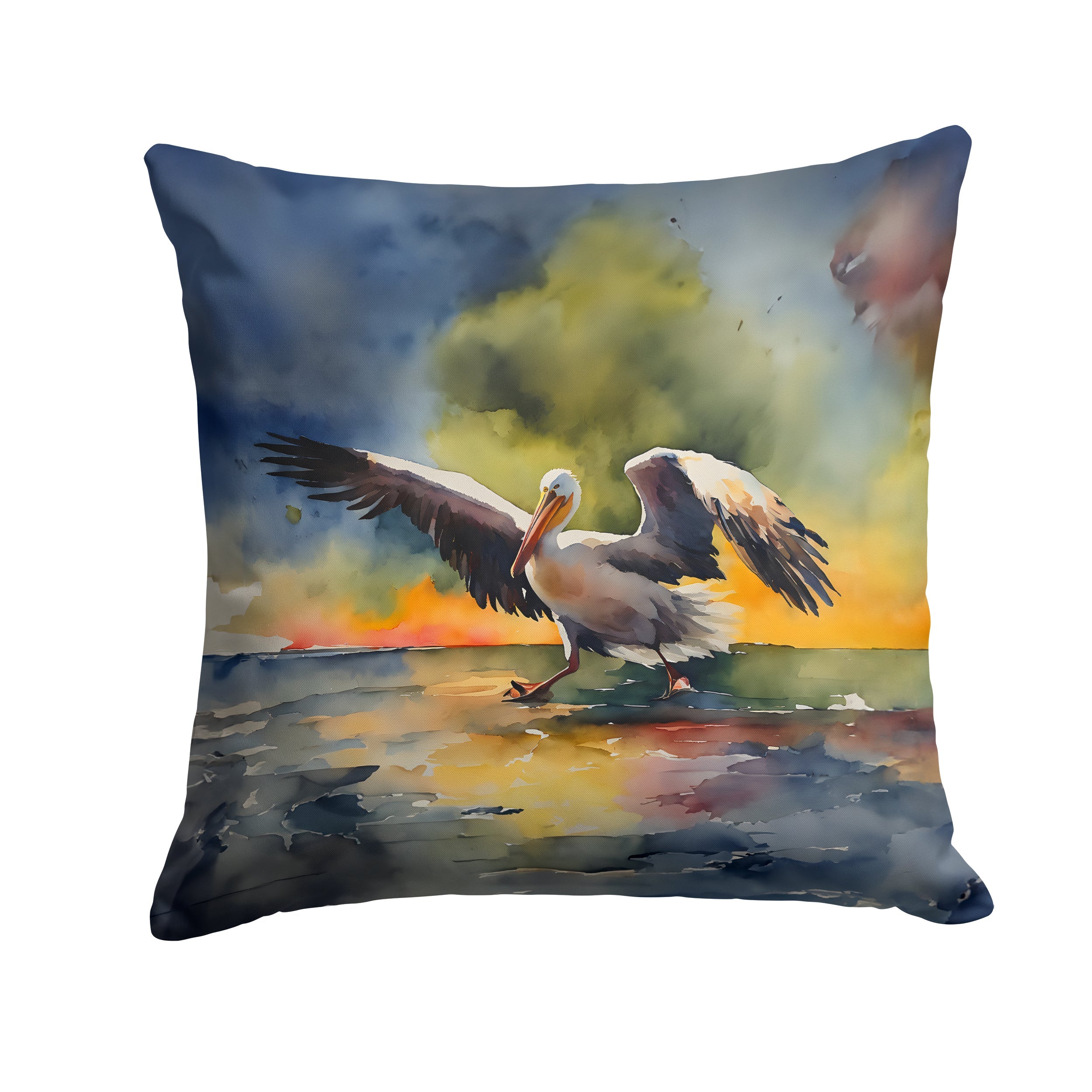 Pelican Decorative Throw Pillow 14x14 Indoor Outdoor Accent Cushion, Fabric Cover with Insert for Sofa, Bed, Porch & Living Room