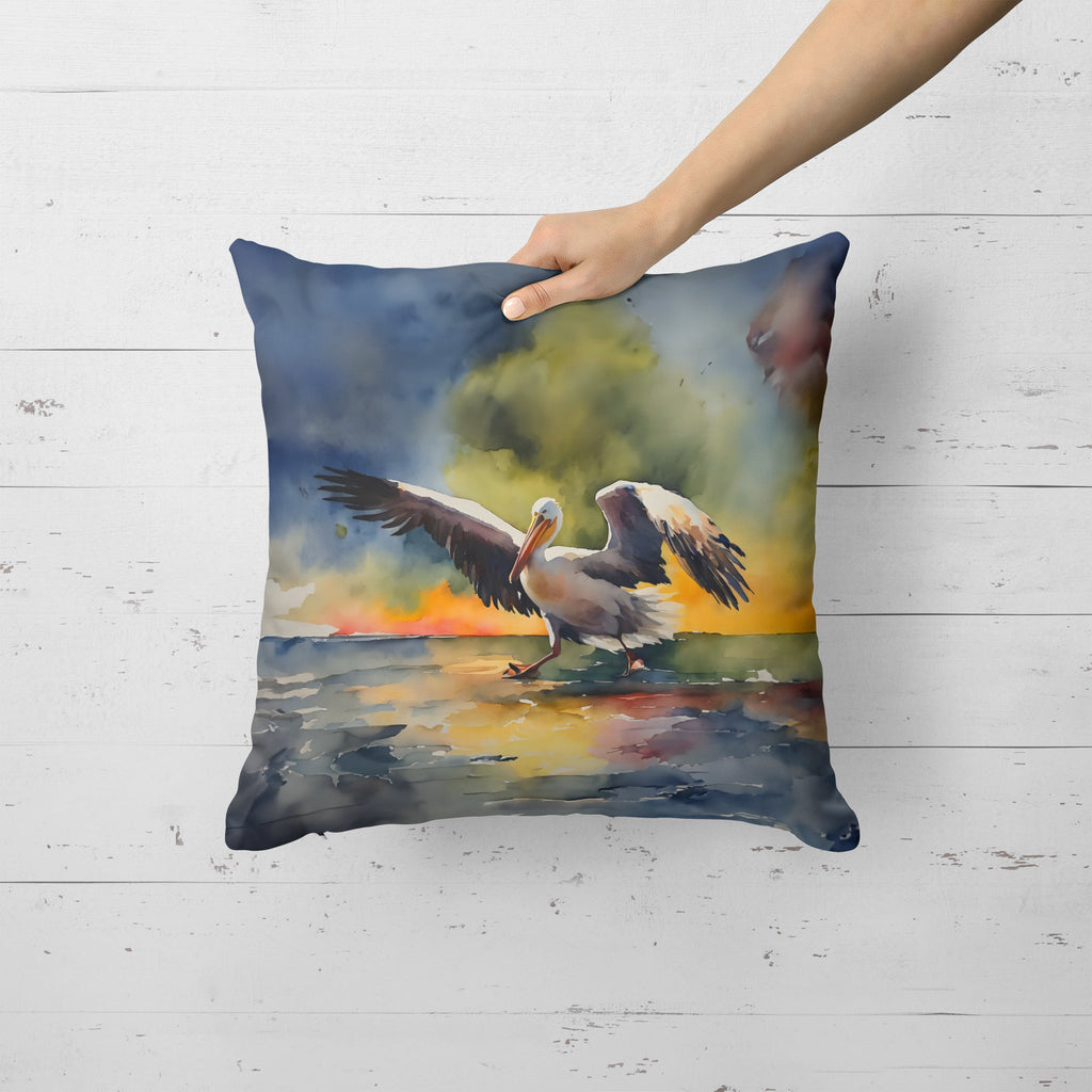 Pelican Decorative Throw Pillow 18x18 Indoor Outdoor Accent Cushion, Fabric Cover with Insert for Sofa, Bed, Porch & Living Room