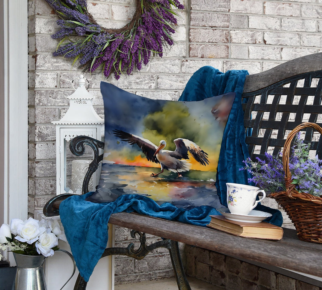 Pelican Decorative Throw Pillow 18x18 Indoor Outdoor Accent Cushion, Fabric Cover with Insert for Sofa, Bed, Porch & Living Room