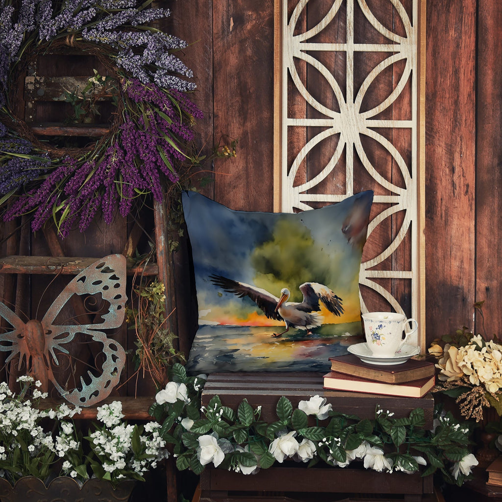 Pelican Decorative Throw Pillow 18x18 Indoor Outdoor Accent Cushion, Fabric Cover with Insert for Sofa, Bed, Porch & Living Room