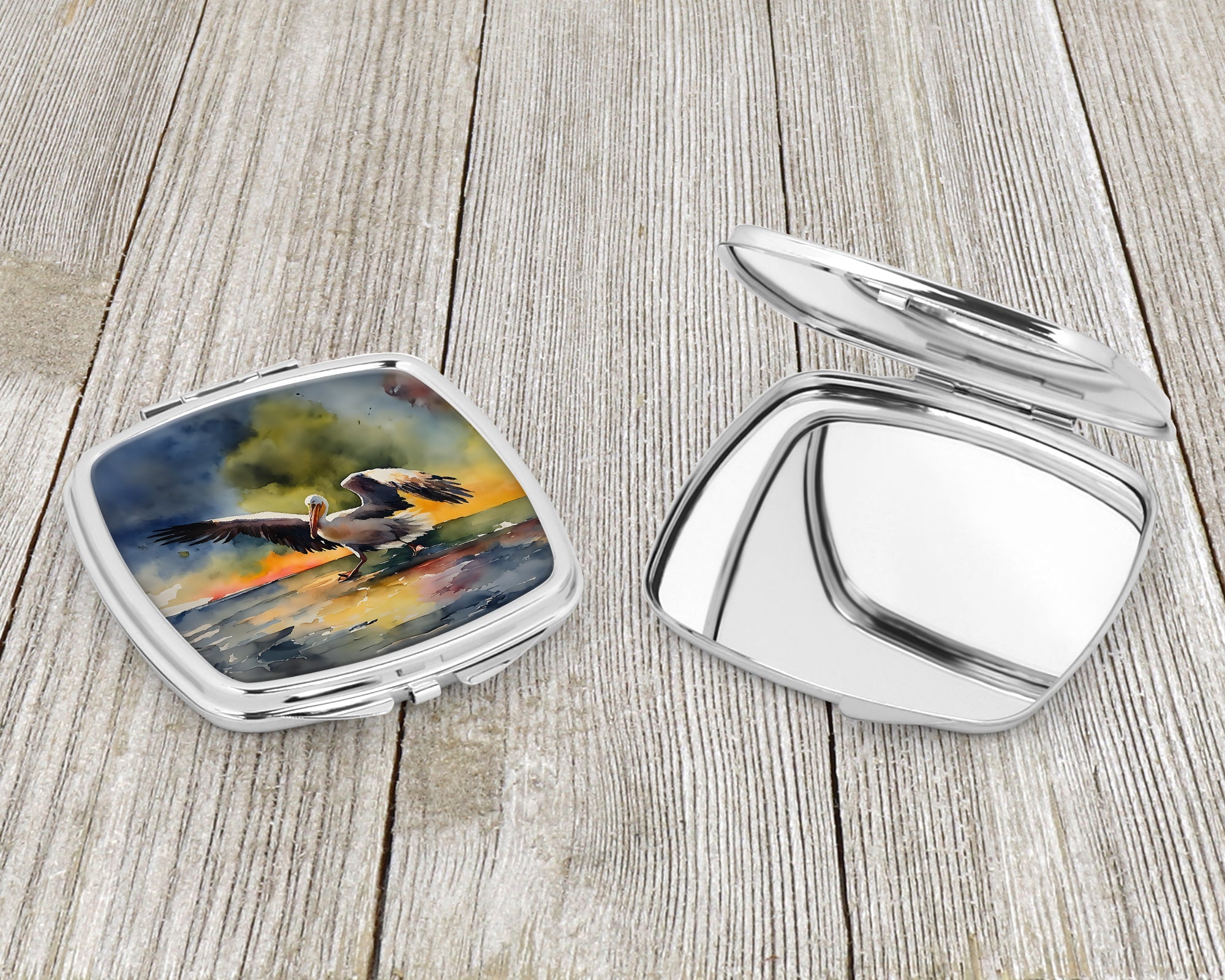 Pelican Compact Mirror Decorative Travel Makeup Mirror for Women Girls Gifts Pocket Makeup Mirror Folding Handheld