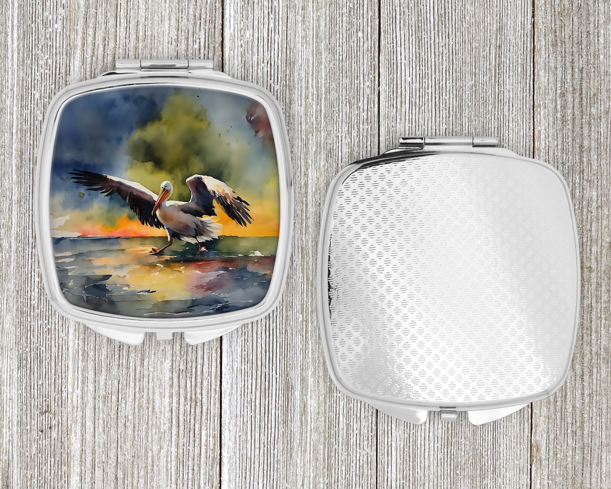 Pelican Compact Mirror Decorative Travel Makeup Mirror for Women Girls Gifts Pocket Makeup Mirror Folding Handheld