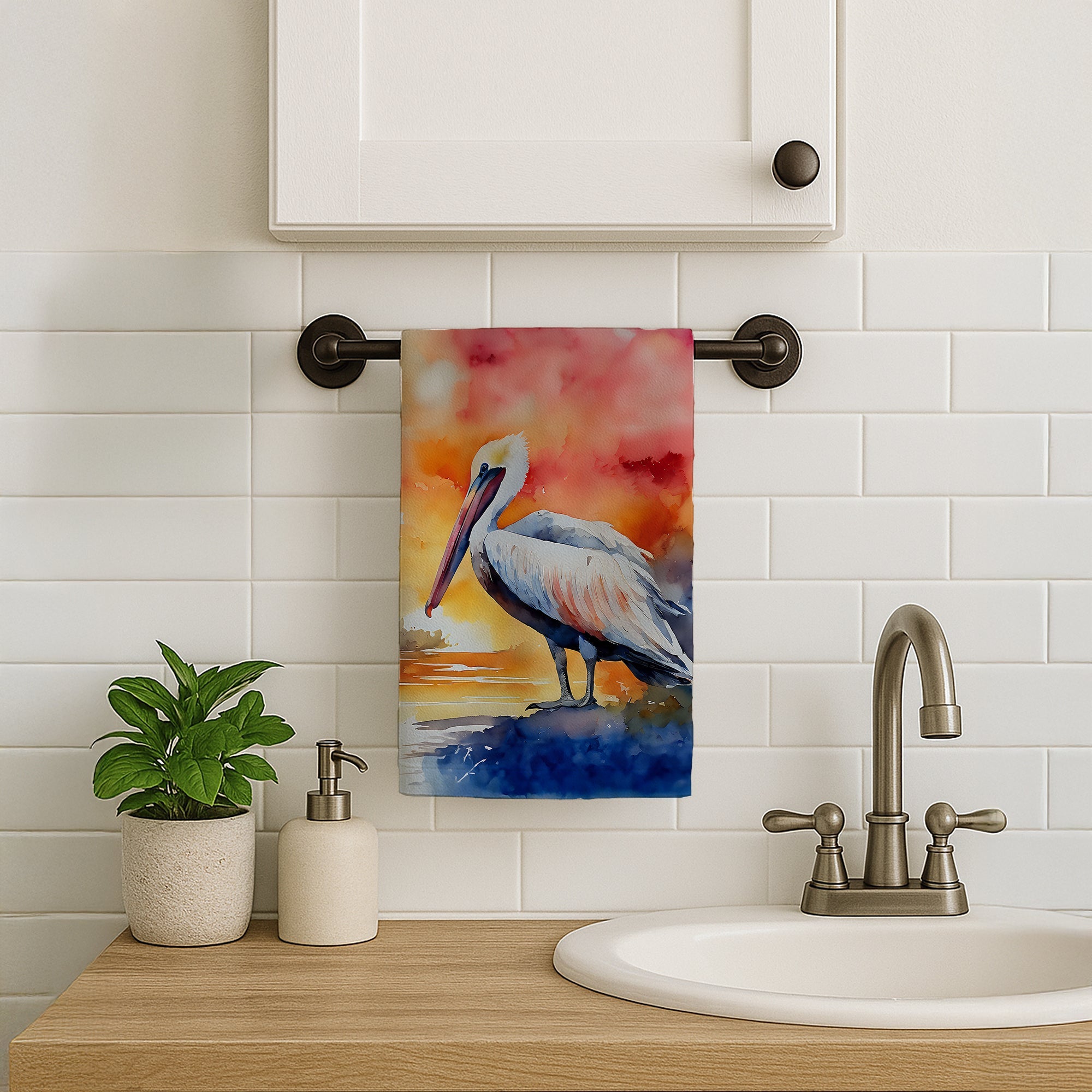 Pelican Kitchen Towel Velour Plush Front and Cotton Loop Back Machine Washable