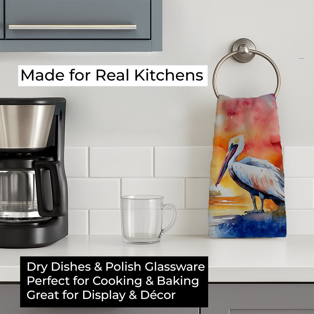 Pelican Kitchen Towel Velour Plush Front and Cotton Loop Back Machine Washable