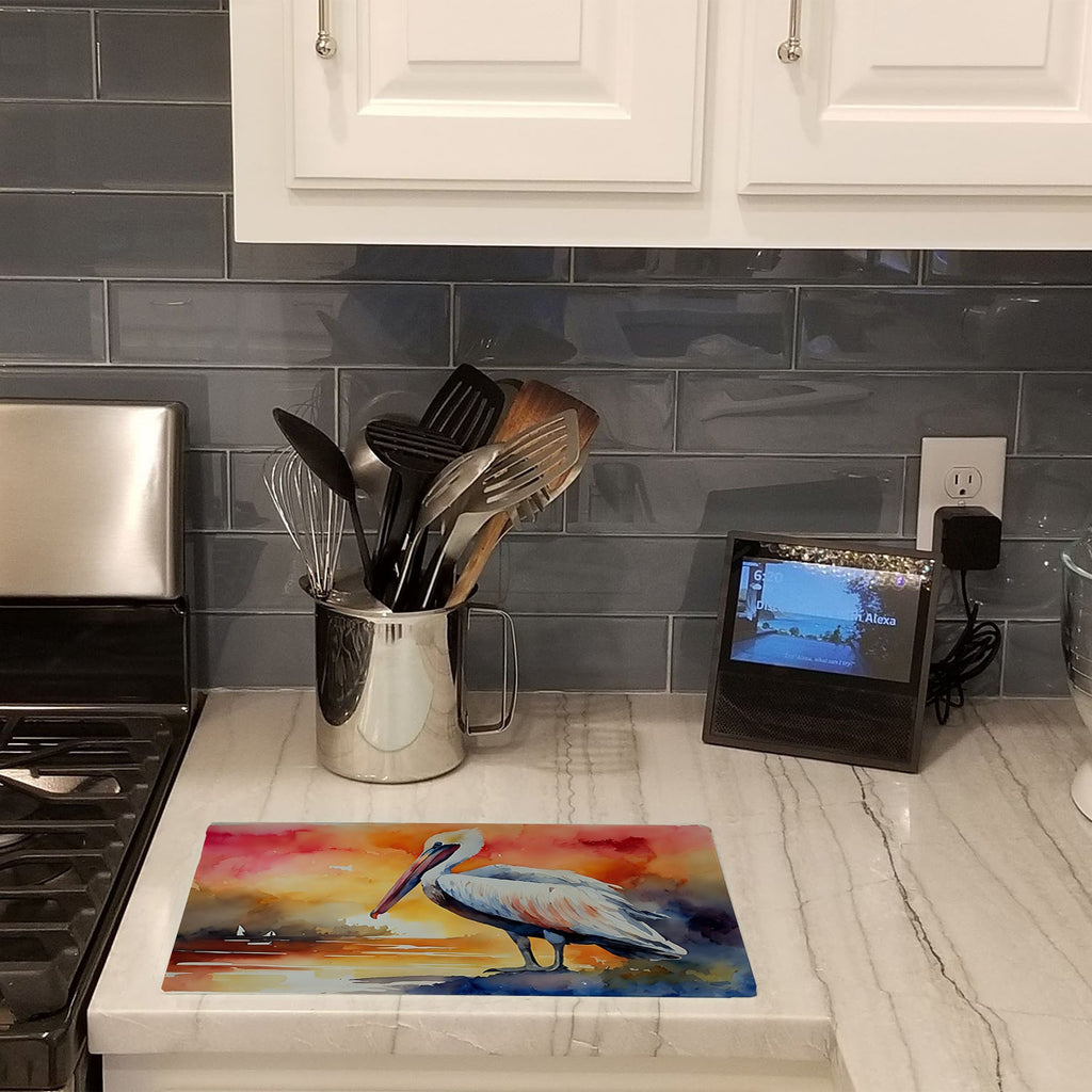 Pelican Cutting Board Tempered Glass Kitchen Cutting Surface, Heat Resistant Chopping, Non-Slip Feet, Food Prep & Serving
