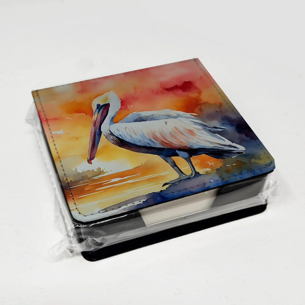 Pelican PU Leather Note Paper Holder with Artist-Designed Cover, Desk Accessory, Office Gift