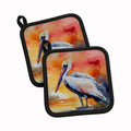 Pelican Pot Holder Set of 2 Heat Resistant Quilted Hot Pads 7.5 x 7.5 Inch, Insulated Kitchen Trivets for Cooking & Baking
