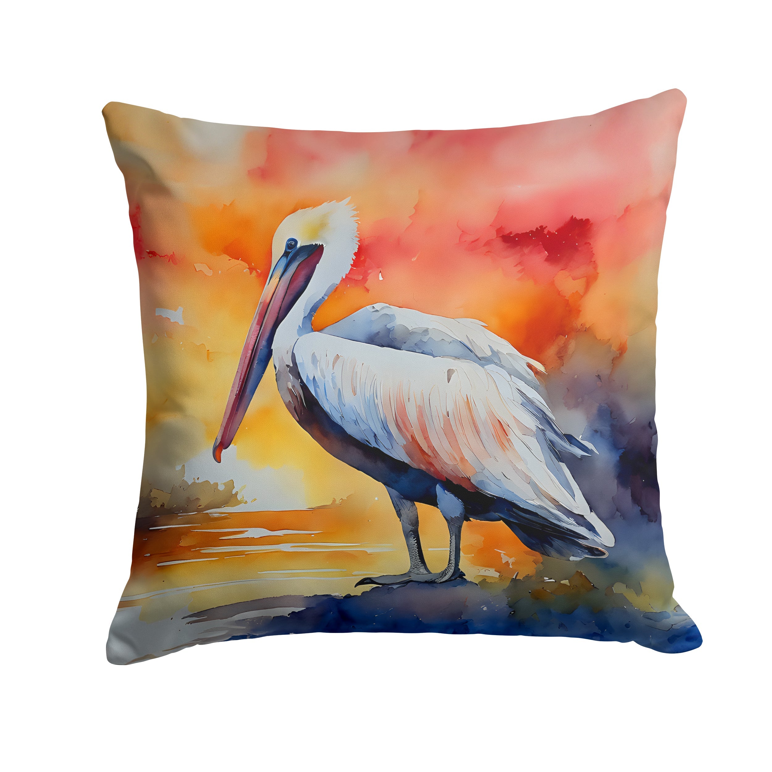Pelican Decorative Throw Pillow 18x18 Indoor Outdoor Accent Cushion, Fabric Cover with Insert for Sofa, Bed, Porch & Living Room