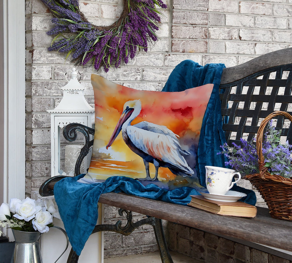 Pelican Decorative Throw Pillow 18x18 Indoor Outdoor Accent Cushion, Fabric Cover with Insert for Sofa, Bed, Porch & Living Room