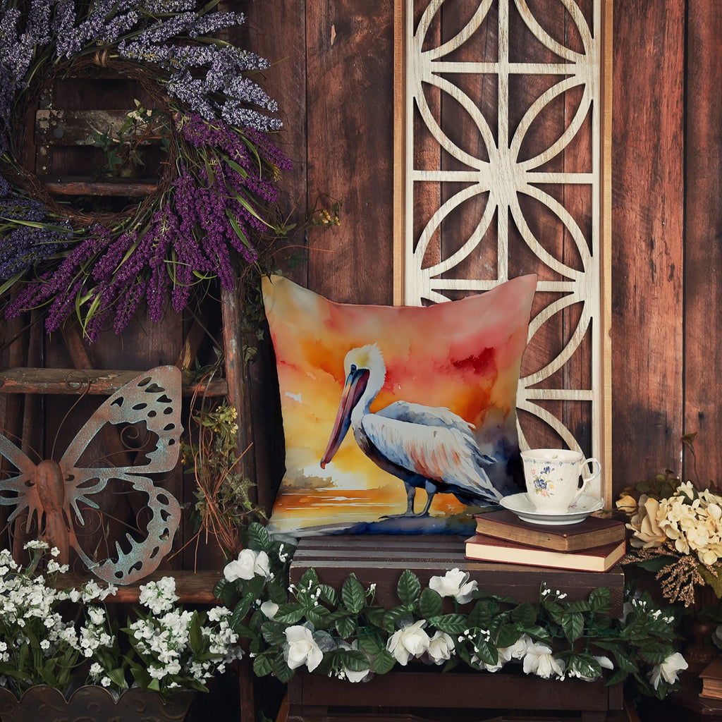 Pelican Decorative Throw Pillow 18x18 Indoor Outdoor Accent Cushion, Fabric Cover with Insert for Sofa, Bed, Porch & Living Room
