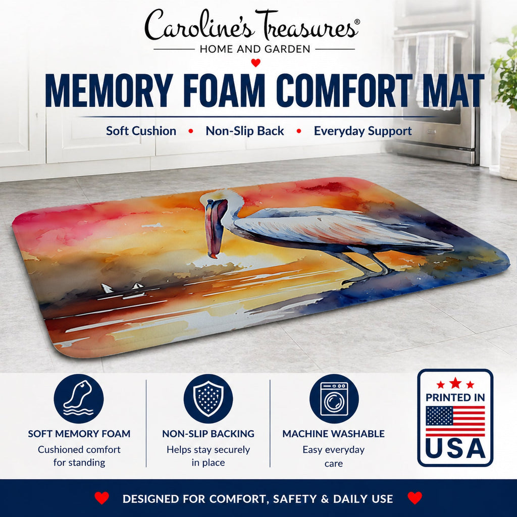 Pelican Memory Foam Kitchen Mat Machine Washable Anti-Fatigue Cushion Comfort Bath or Kitchen Rug