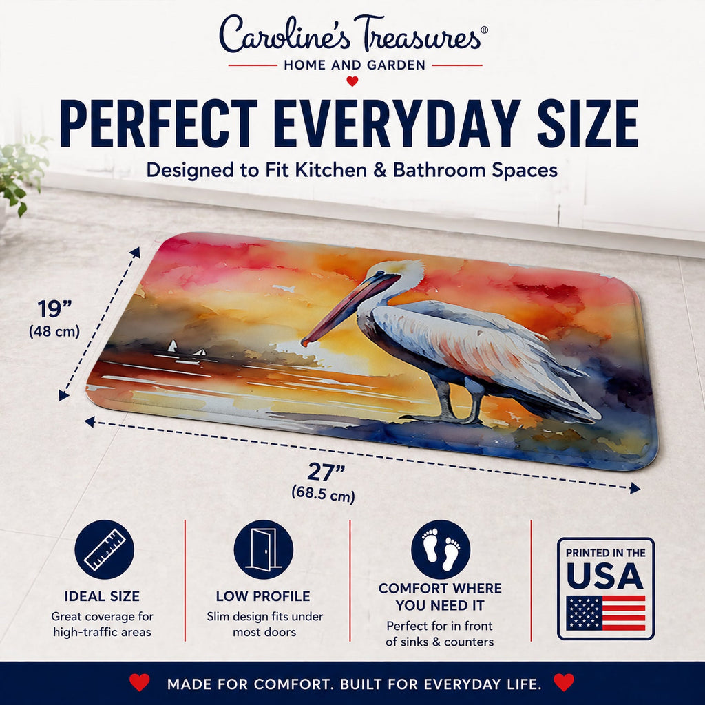 Pelican Memory Foam Kitchen Mat Machine Washable Anti-Fatigue Cushion Comfort Bath or Kitchen Rug