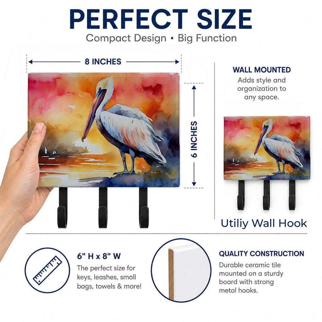 Pelican Leash or Key Holder Wall Hooks, Coat Rack Wall Mount, for Hanging Keys, Towels, Aprons, Leashes