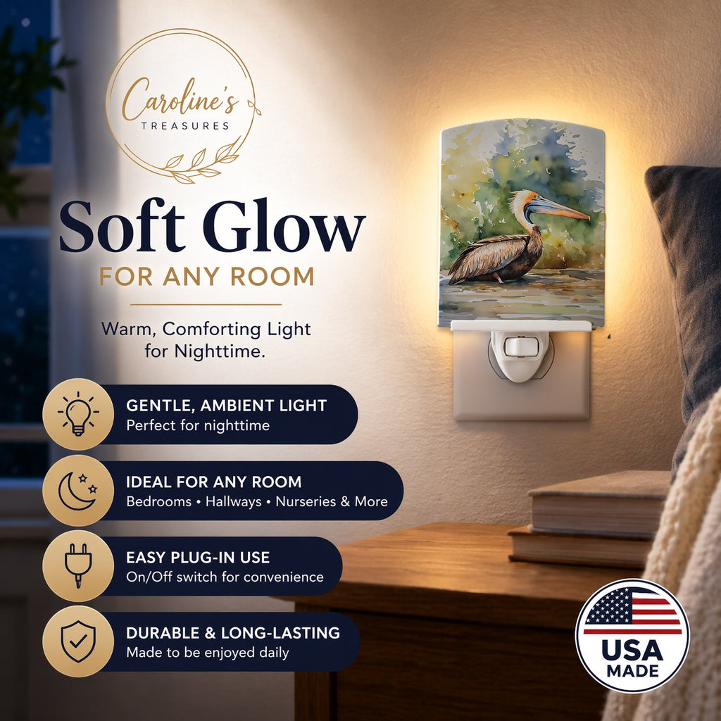 Pelican Ceramic Night Light Compact, UL-Certified, Ideal for Bedroom, Bathroom, Nursery, Hallway, Kitchen, 6x4x3, Multicolor