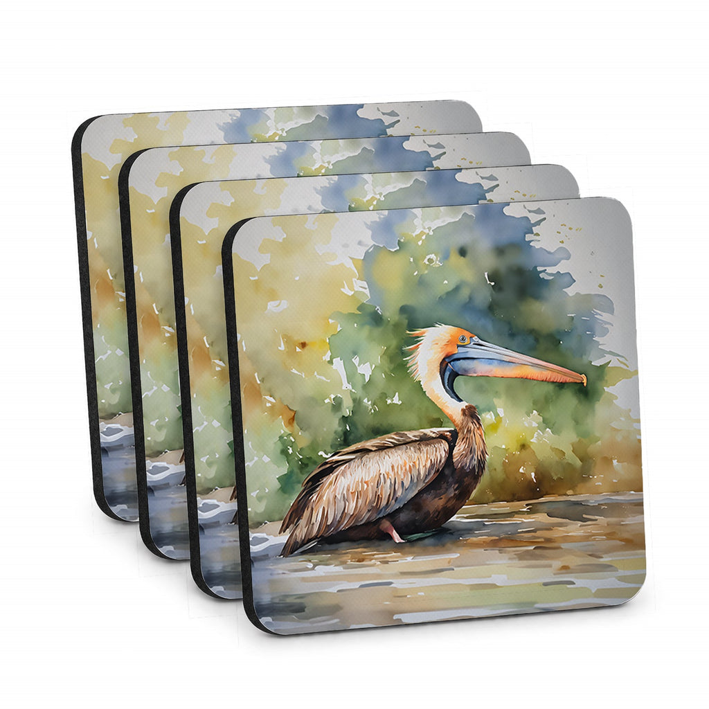 Pelican Foam Coasters Set of 4 Cup Coasters for Indoor Outdoor, Tabletop Protection, Anti Slip, Mouse pad Material