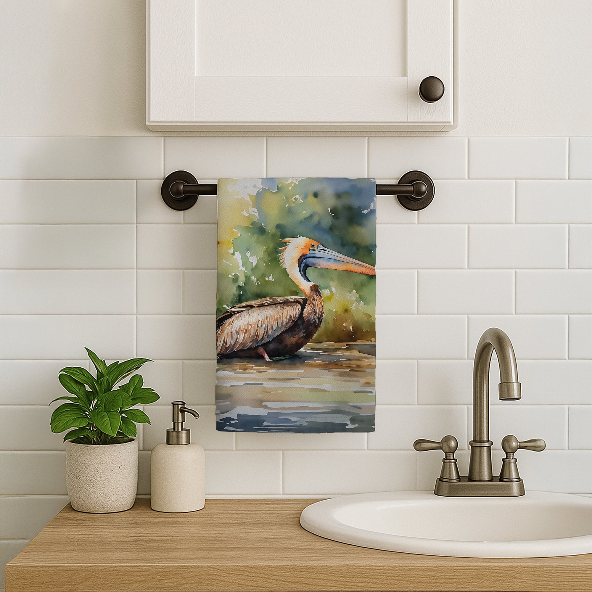 Pelican Kitchen Towel Velour Plush Front and Cotton Loop Back Machine Washable