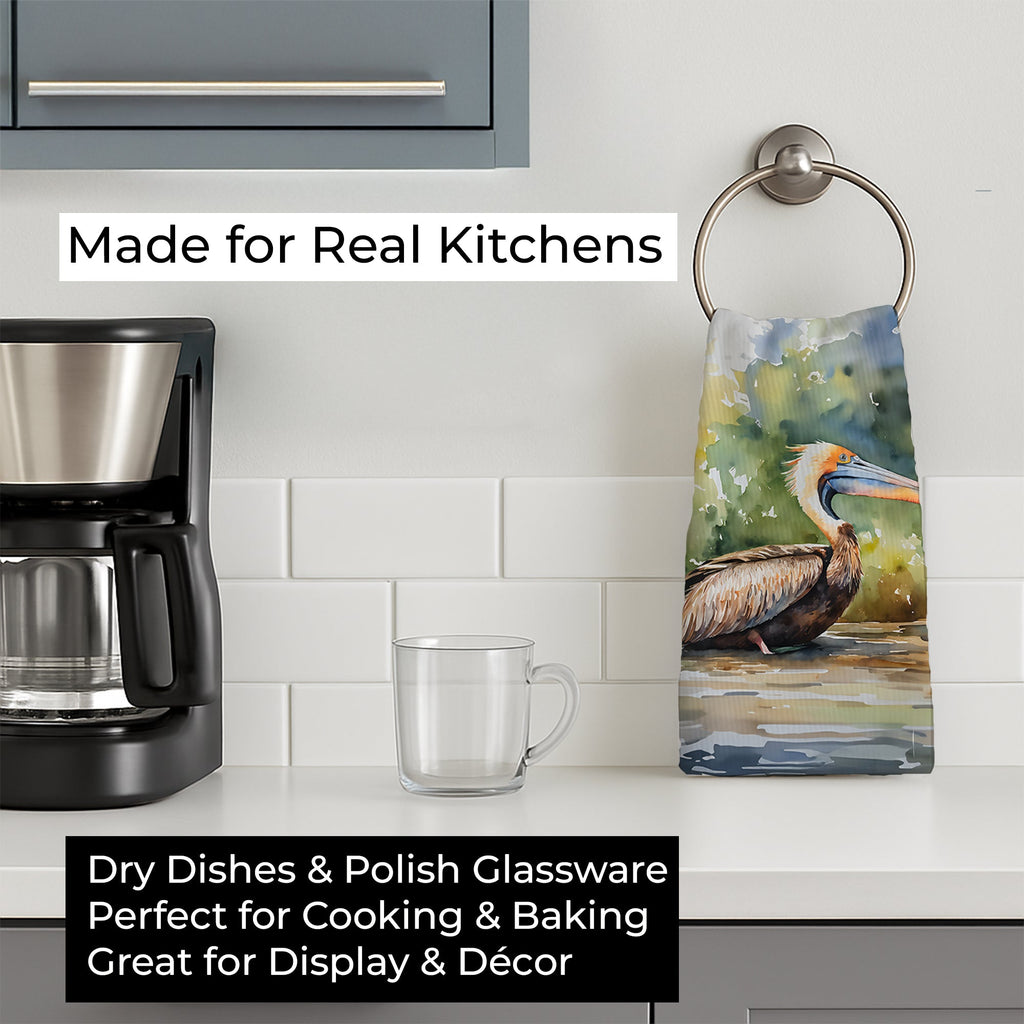 Pelican Kitchen Towel Velour Plush Front and Cotton Loop Back Machine Washable