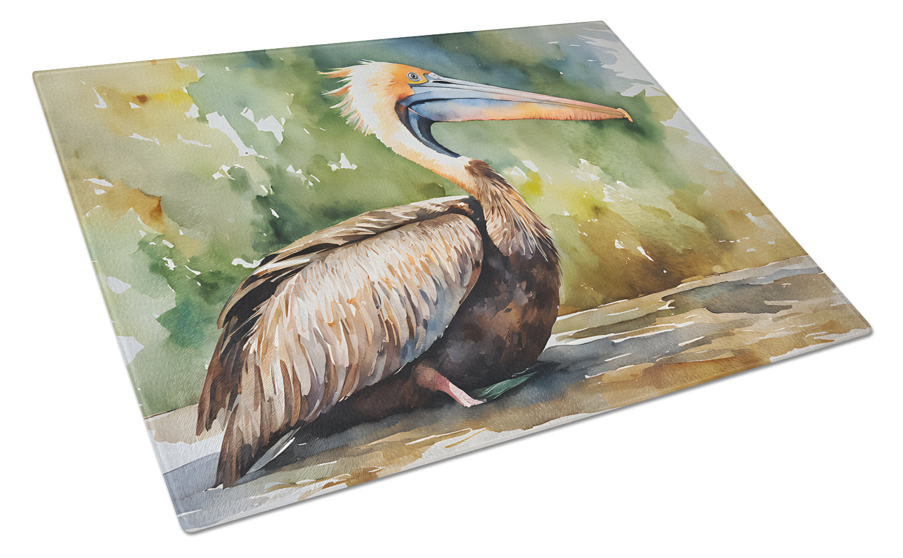Pelican Cutting Board Tempered Glass Kitchen Cutting Surface, Heat Resistant Chopping, Non-Slip Feet, Food Prep & Serving