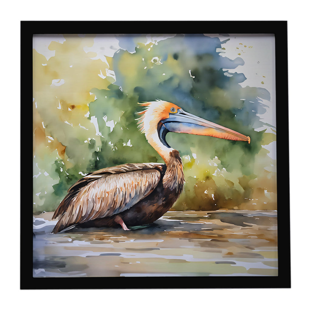 Pelican Framed Metal Print Bathroom, Kitchen, Office, Home Decor Wall Art Ready to Hang, Square, 8X8