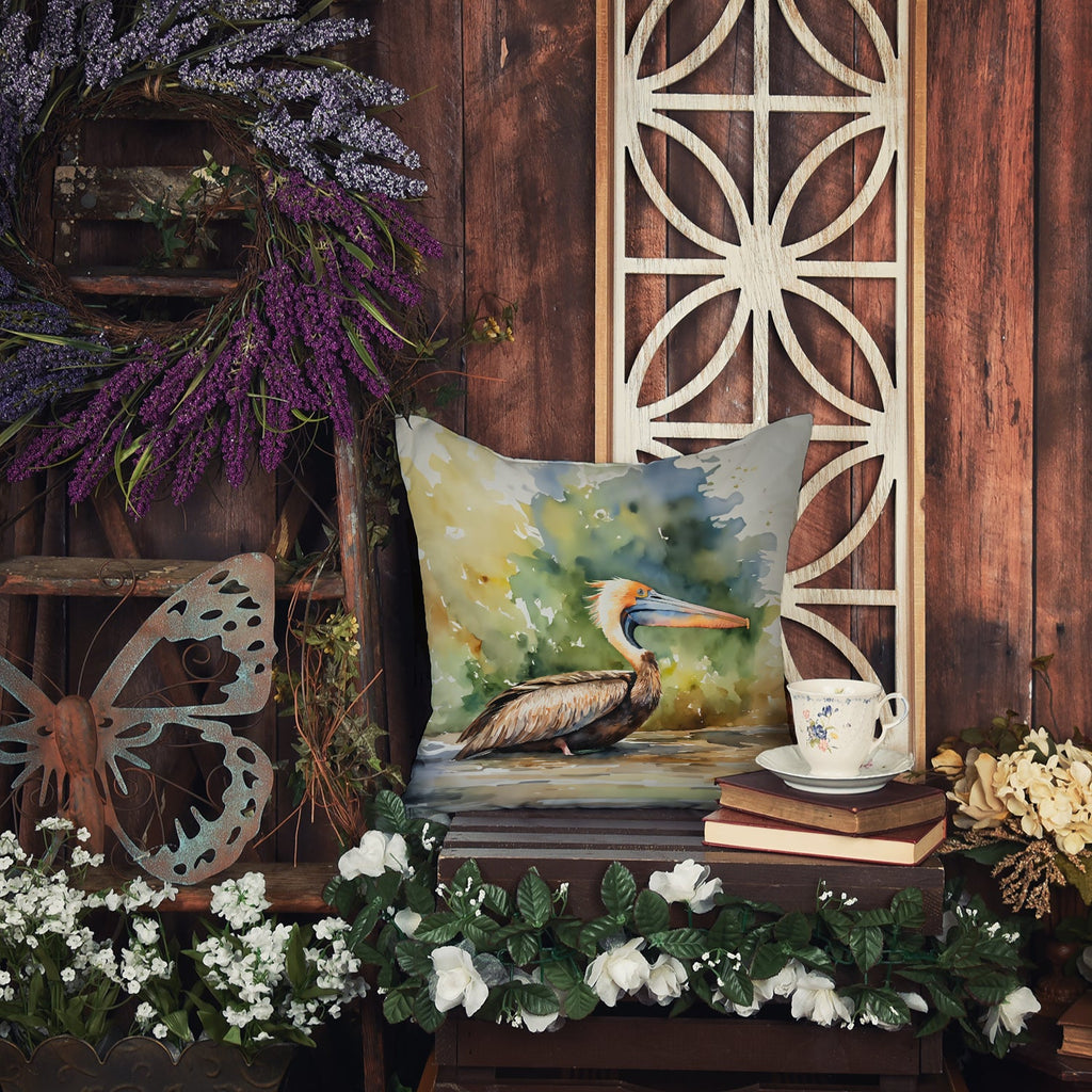 Pelican Decorative Throw Pillow 18x18 Indoor Outdoor Accent Cushion, Fabric Cover with Insert for Sofa, Bed, Porch & Living Room