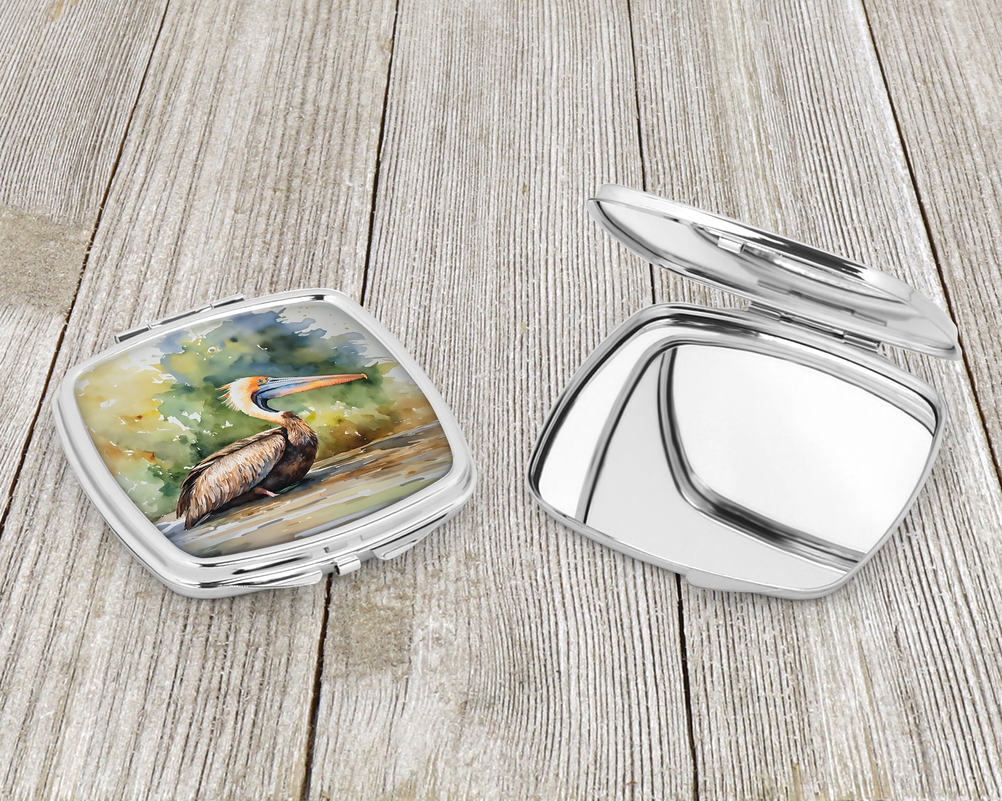 Pelican Compact Mirror Decorative Travel Makeup Mirror for Women Girls Gifts Pocket Makeup Mirror Folding Handheld